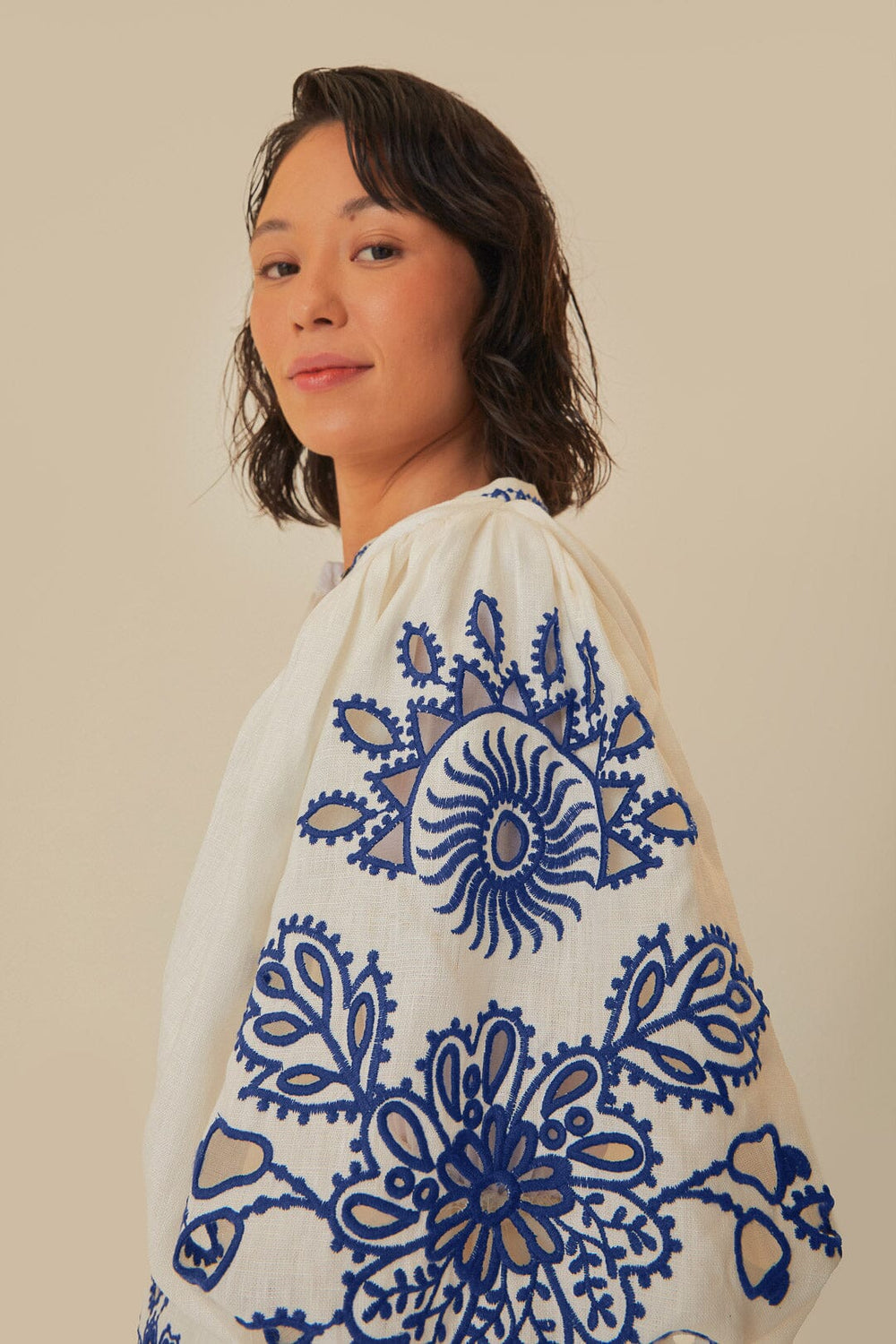 White Richelieu Euroflax™ Premium Linen Mini Dress – FARM Rio