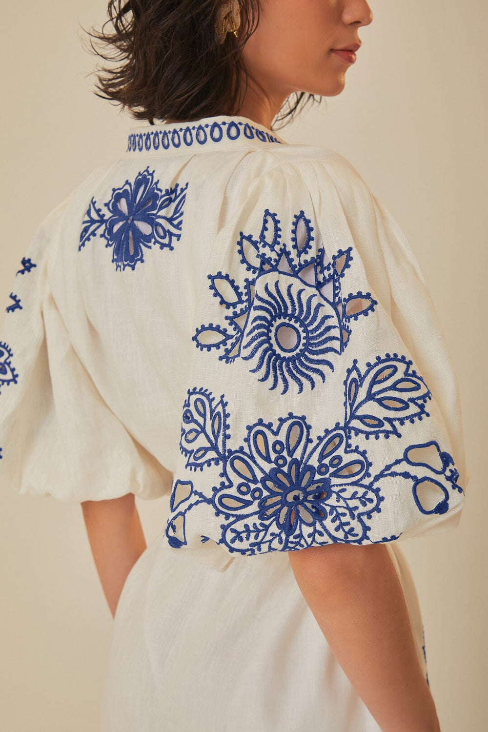 White Richelieu Euroflax™ Premium Linen Mini Dress – FARM Rio