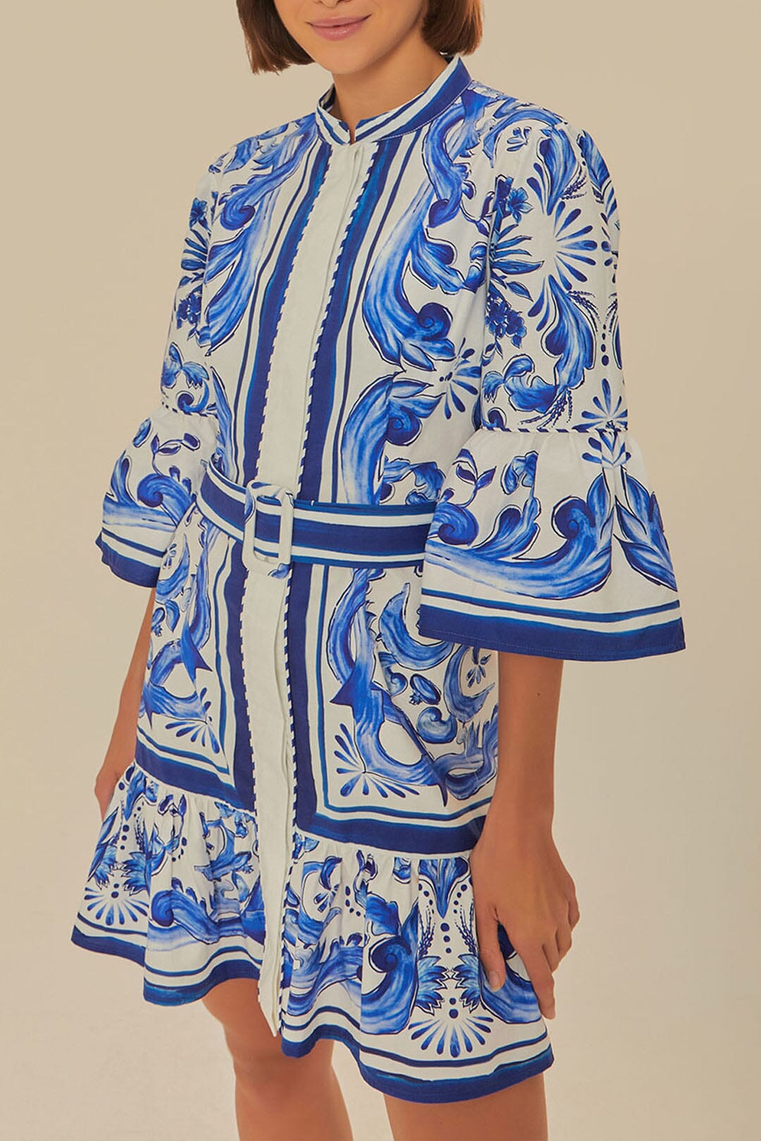 Off-White Garden Tiles Mini Dress – FARM Rio