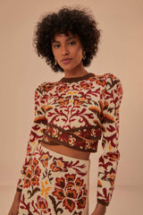 Cream Toucans Scarf Knit Top – FARM Rio