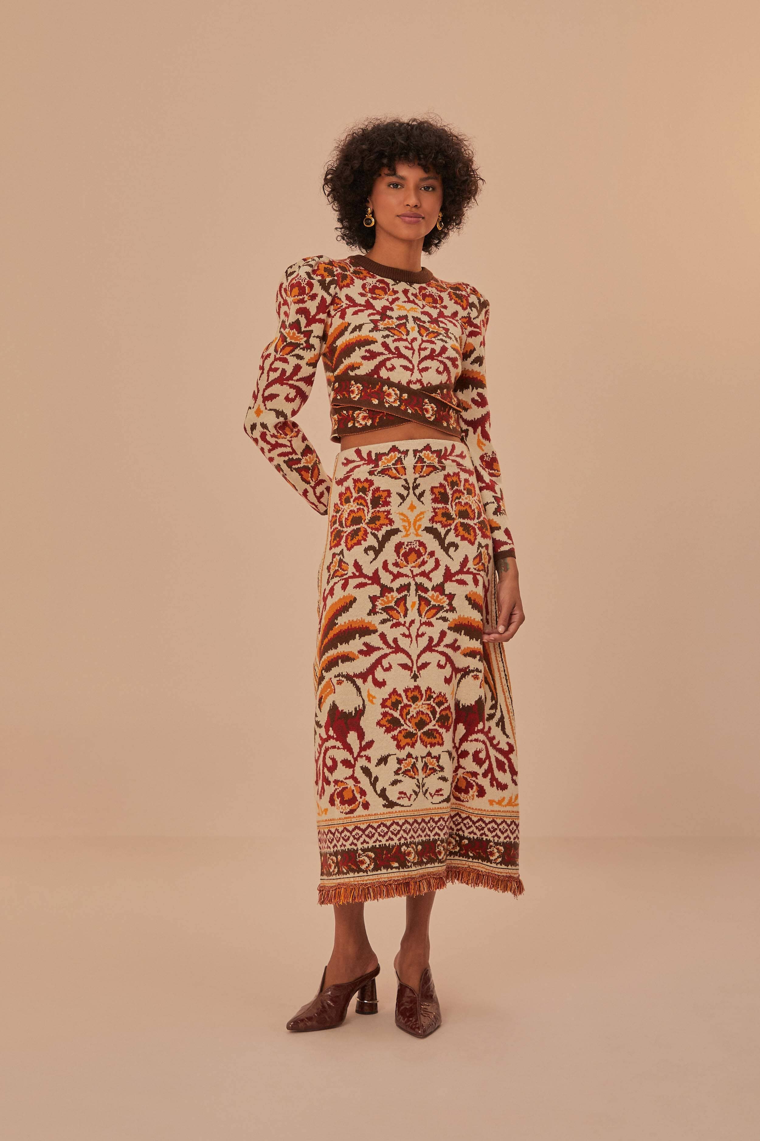 Cream Toucans Scarf Knit Top – FARM Rio