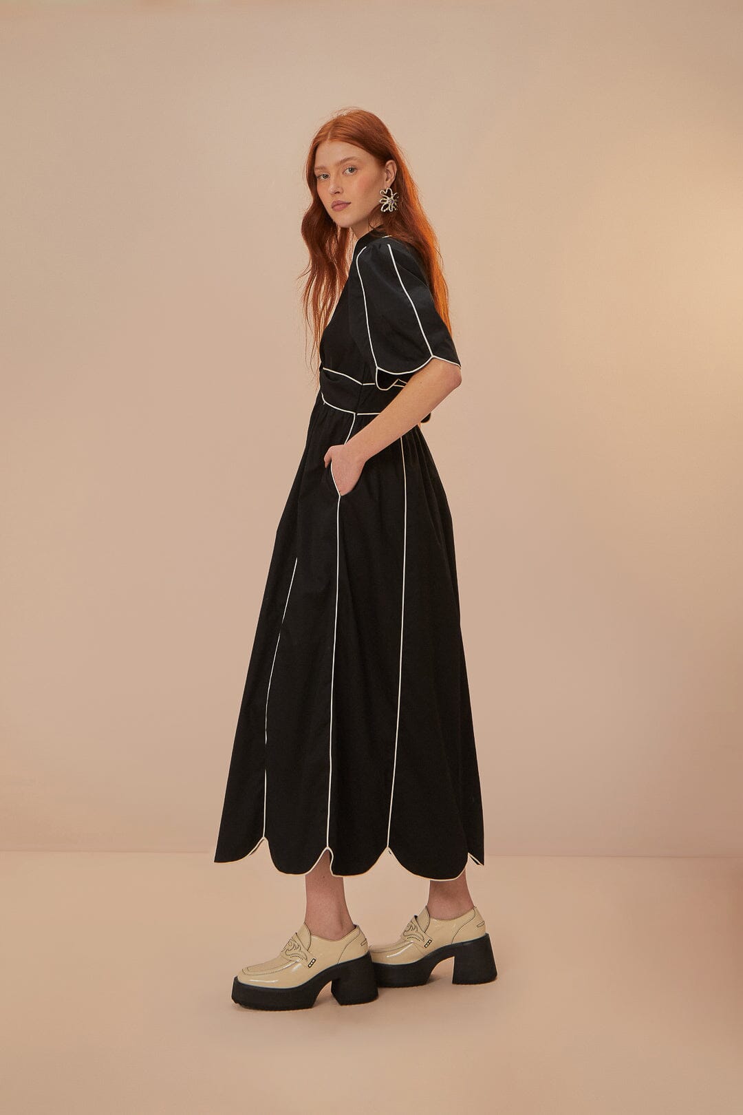 Black And White Short Sleeve Midi Dress – FARM Rio