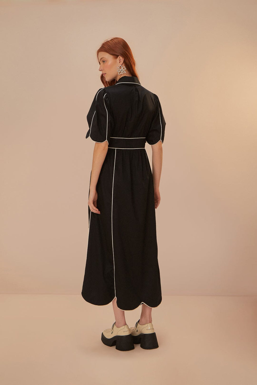 Black And White Short Sleeve Midi Dress – FARM Rio