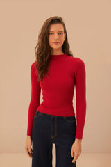 High Neck Burgundy Knit Blouse – FARM Rio