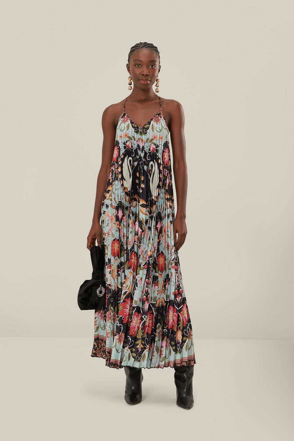 Blue Flowing Beauty Pleated Sleeveless Midi Dress – FARM Rio