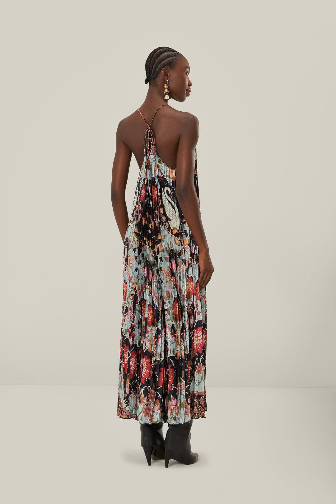 Blue Flowing Beauty Pleated Sleeveless Midi Dress – FARM Rio