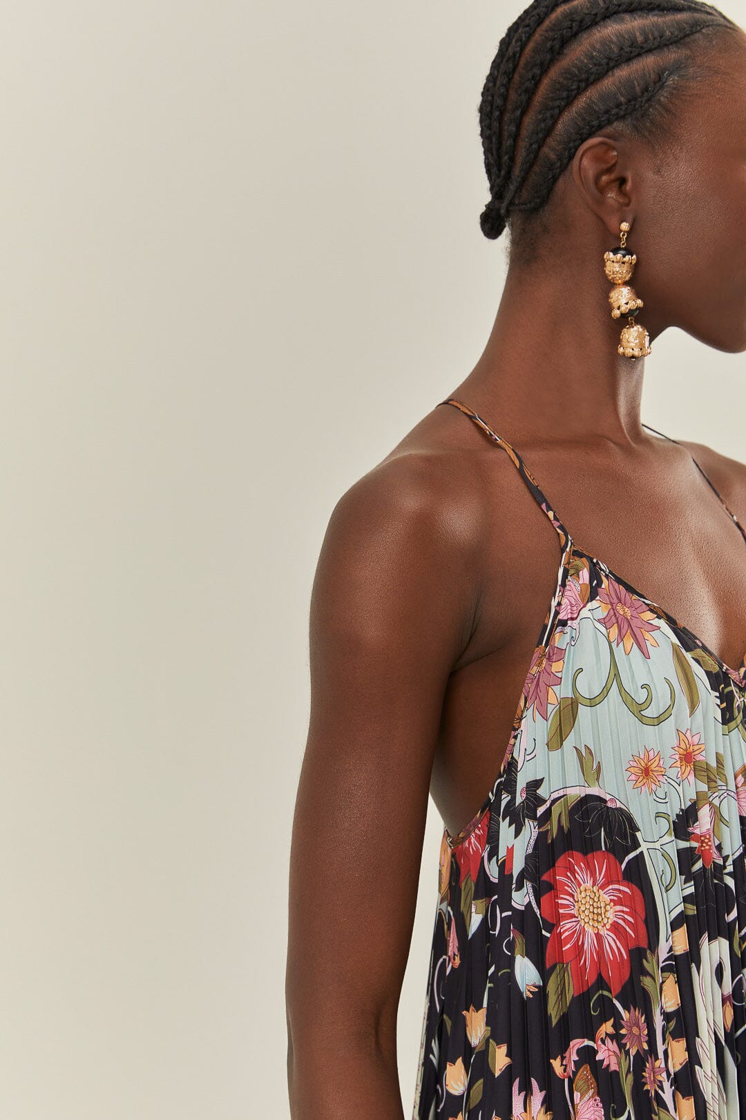 Blue Flowing Beauty Pleated Sleeveless Midi Dress – FARM Rio