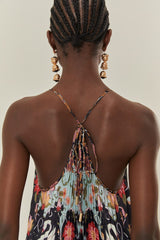 Blue Flowing Beauty Pleated Sleeveless Midi Dress – FARM Rio