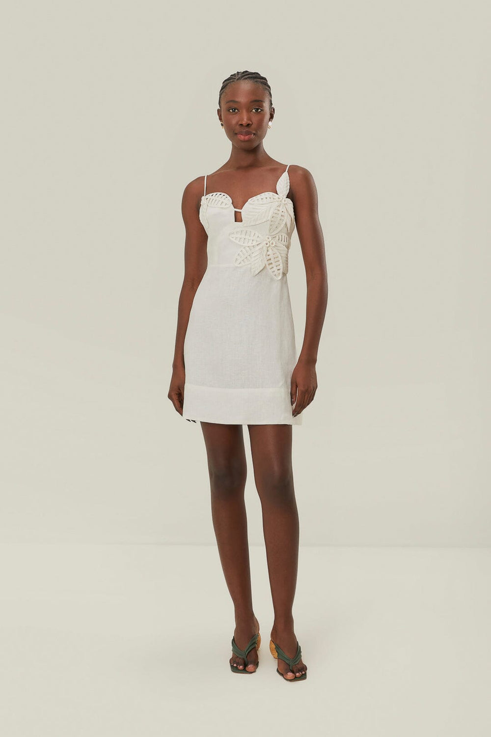 White 3D Flower Bodice Mini Dress – FARM Rio