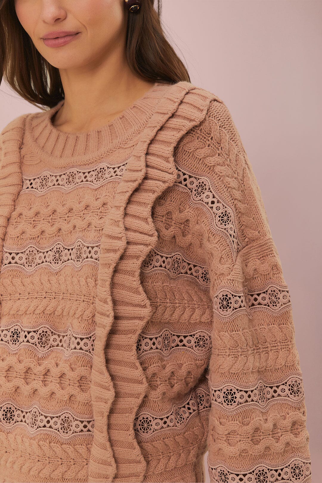 Cream Wavy Ruffle Sweater – FARM Rio