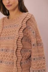 Cream Wavy Ruffle Sweater – FARM Rio