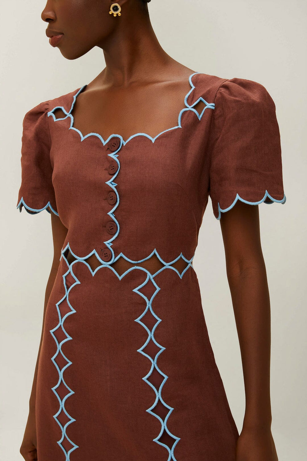 Brown Short Sleeve Euroflax™ Premium Linen Maxi Dress – FARM Rio