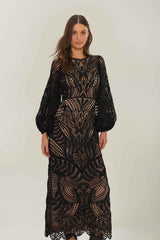 Black Nature Guipure Midi Dress – FARM Rio