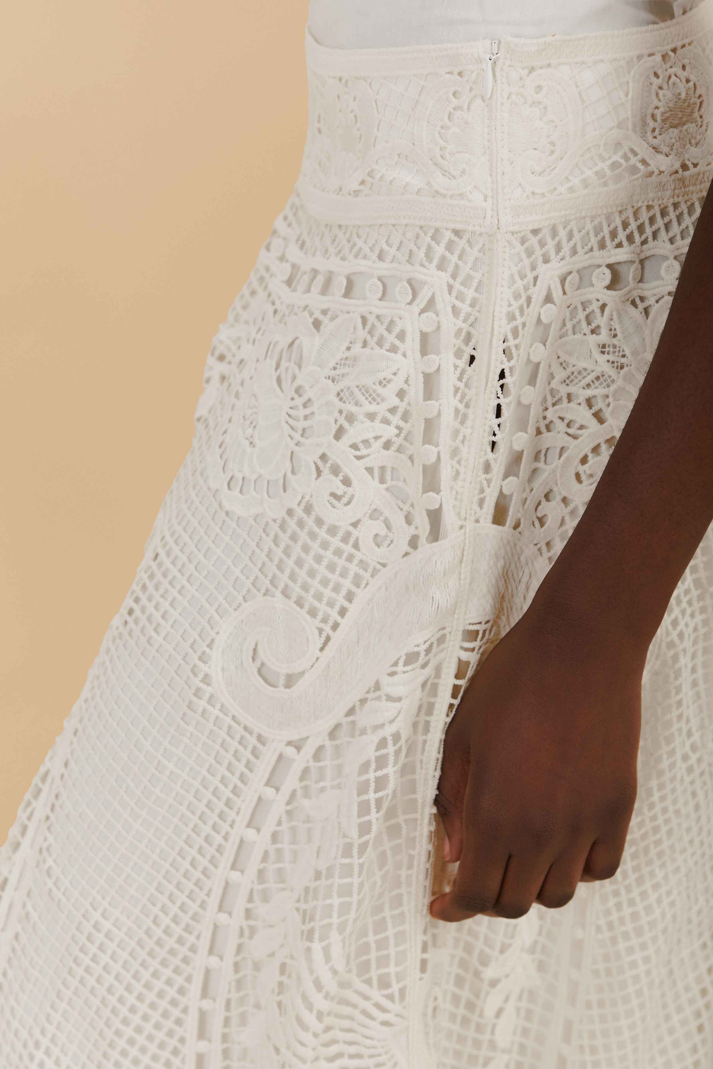 Off-White Swan Lake Guipure Midi Skirt – FARM Rio