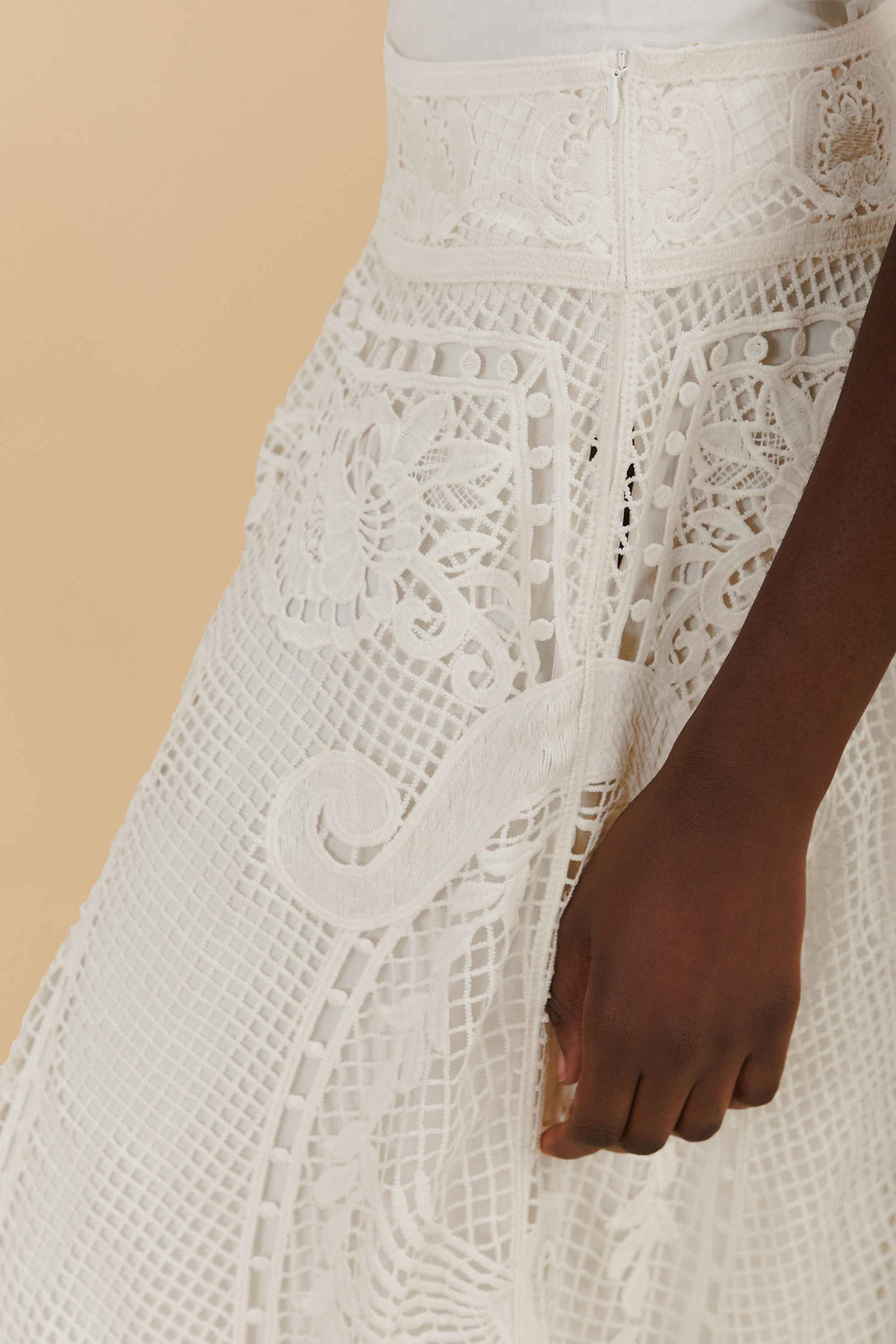 Off-White Swan Lake Guipure Midi Skirt – FARM Rio
