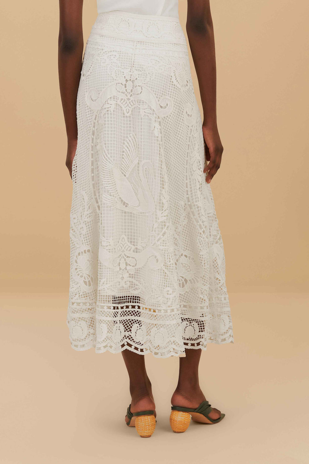 Off-White Swan Lake Guipure Midi Skirt – FARM Rio