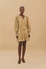 Sand Tropical Flight Guipure Mini Dress – FARM Rio