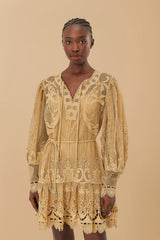 Sand Tropical Flight Guipure Mini Dress – FARM Rio