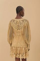 Sand Tropical Flight Guipure Mini Dress – FARM Rio