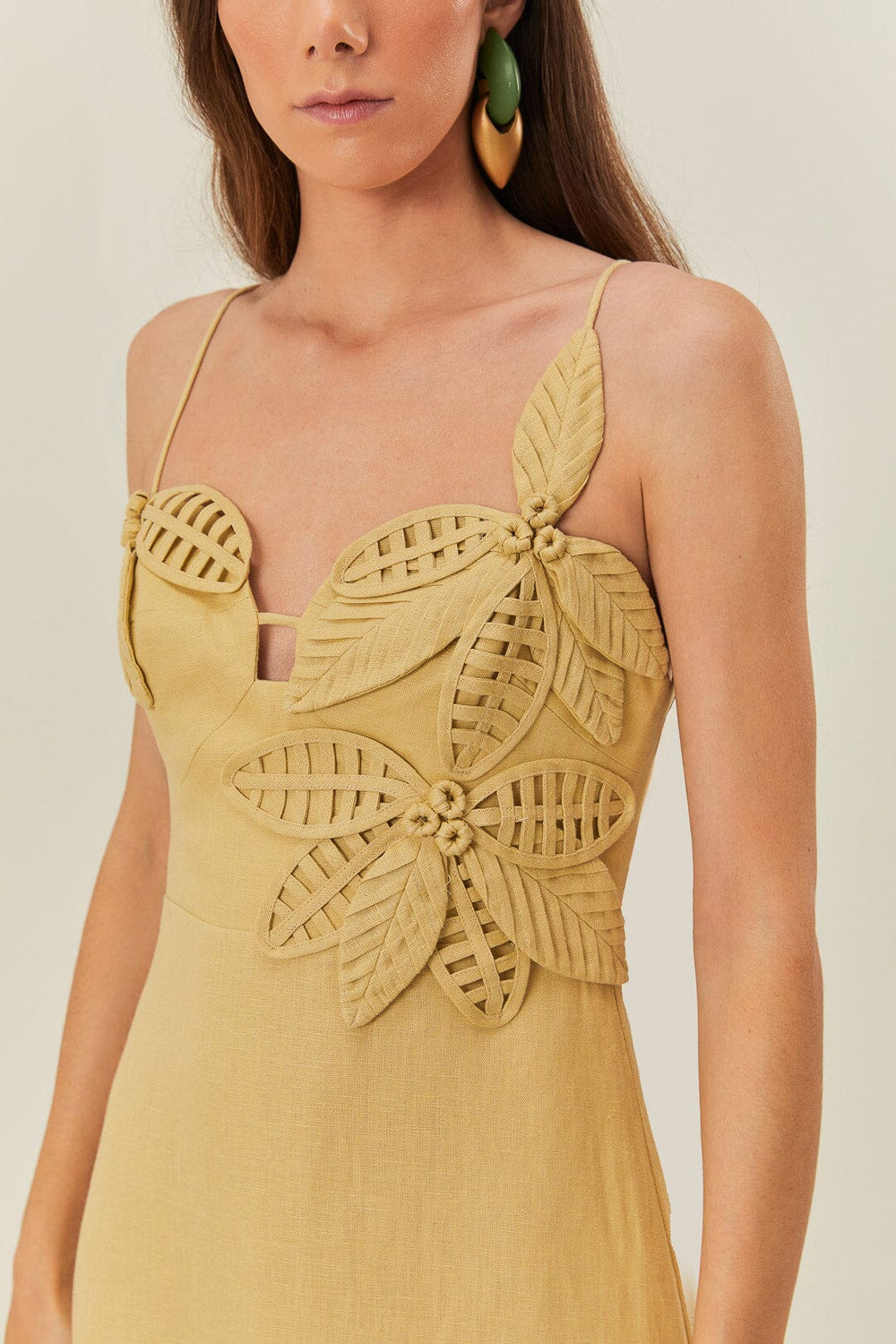 Sand 3D Flower Bodice Midi Dress – FARM Rio