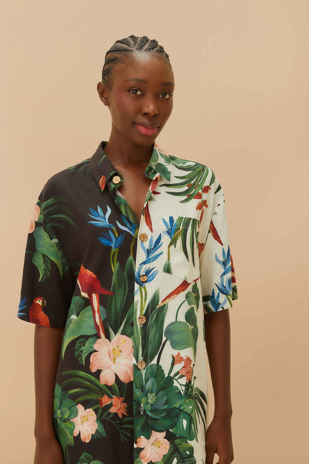 Mixed Midnight Macaw Fiesta LENZING™ ECOVERO™ Euroflax™ Shirt – FARM Rio