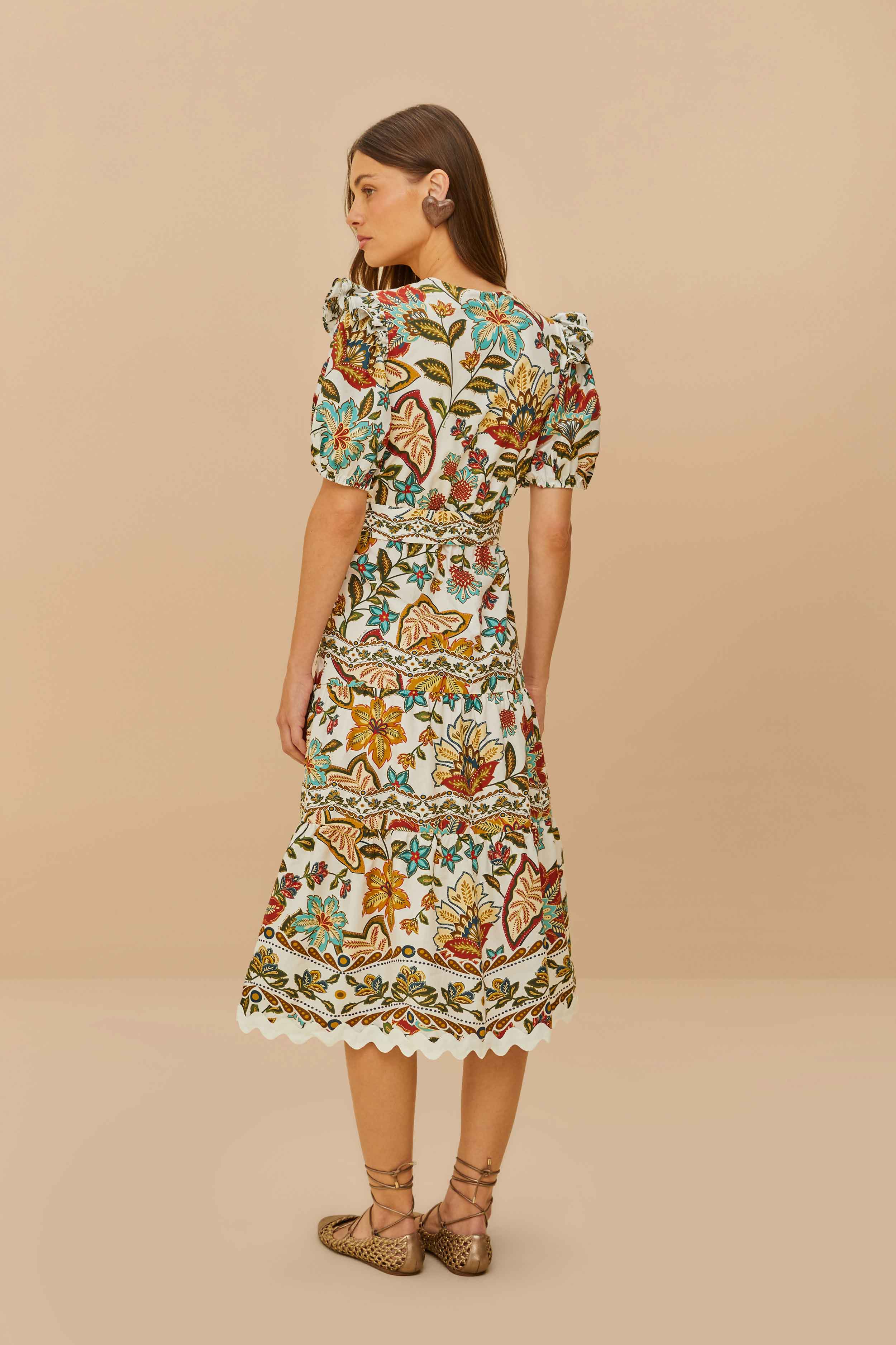 Off-White Botanicals Belted Midi Dress – FARM Rio