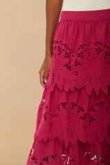 Pink Daisy Embroidered Midi Skirt – FARM Rio