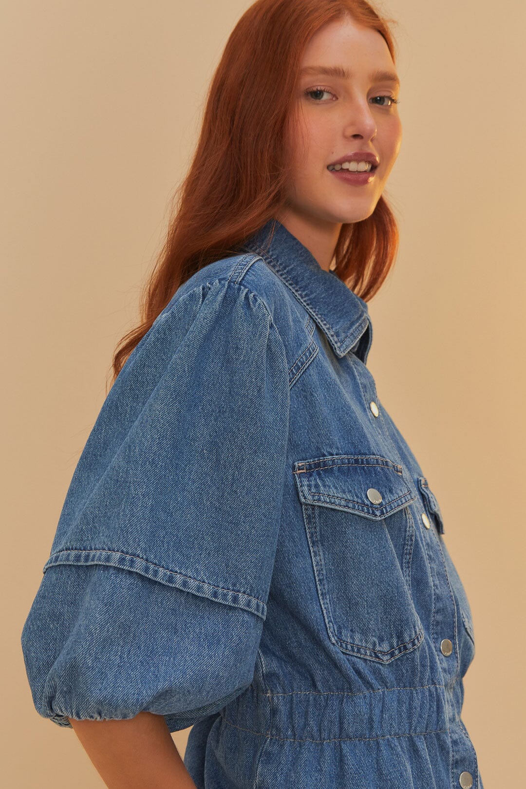 Denim Puff Sleeve Shirt – FARM Rio