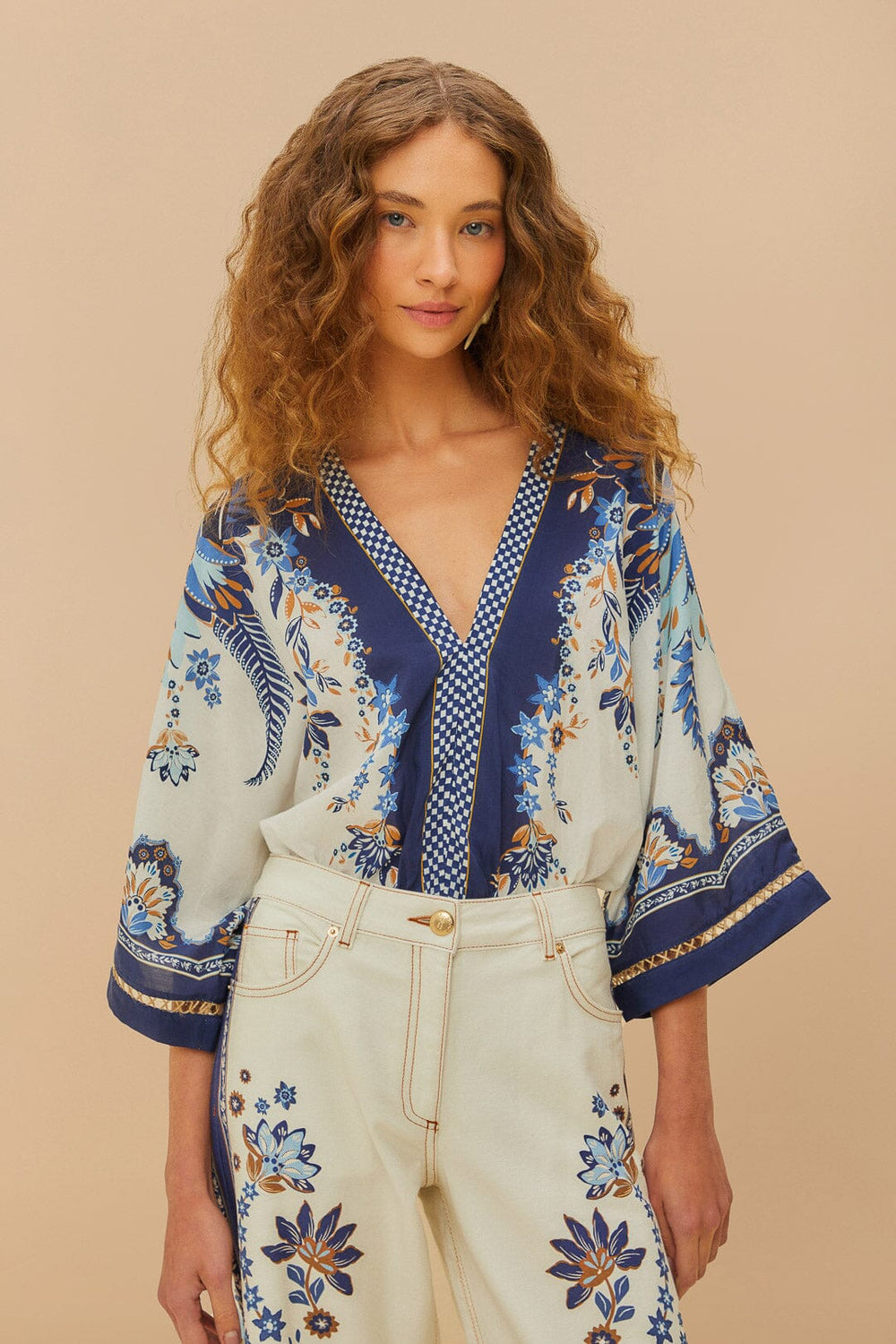 Off-White Ana Tapestry Kimono Bodysuit – FARM Rio