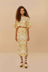 Off-White Lace Nature Euroflax™ Premium Linen Midi Skirt – FARM Rio