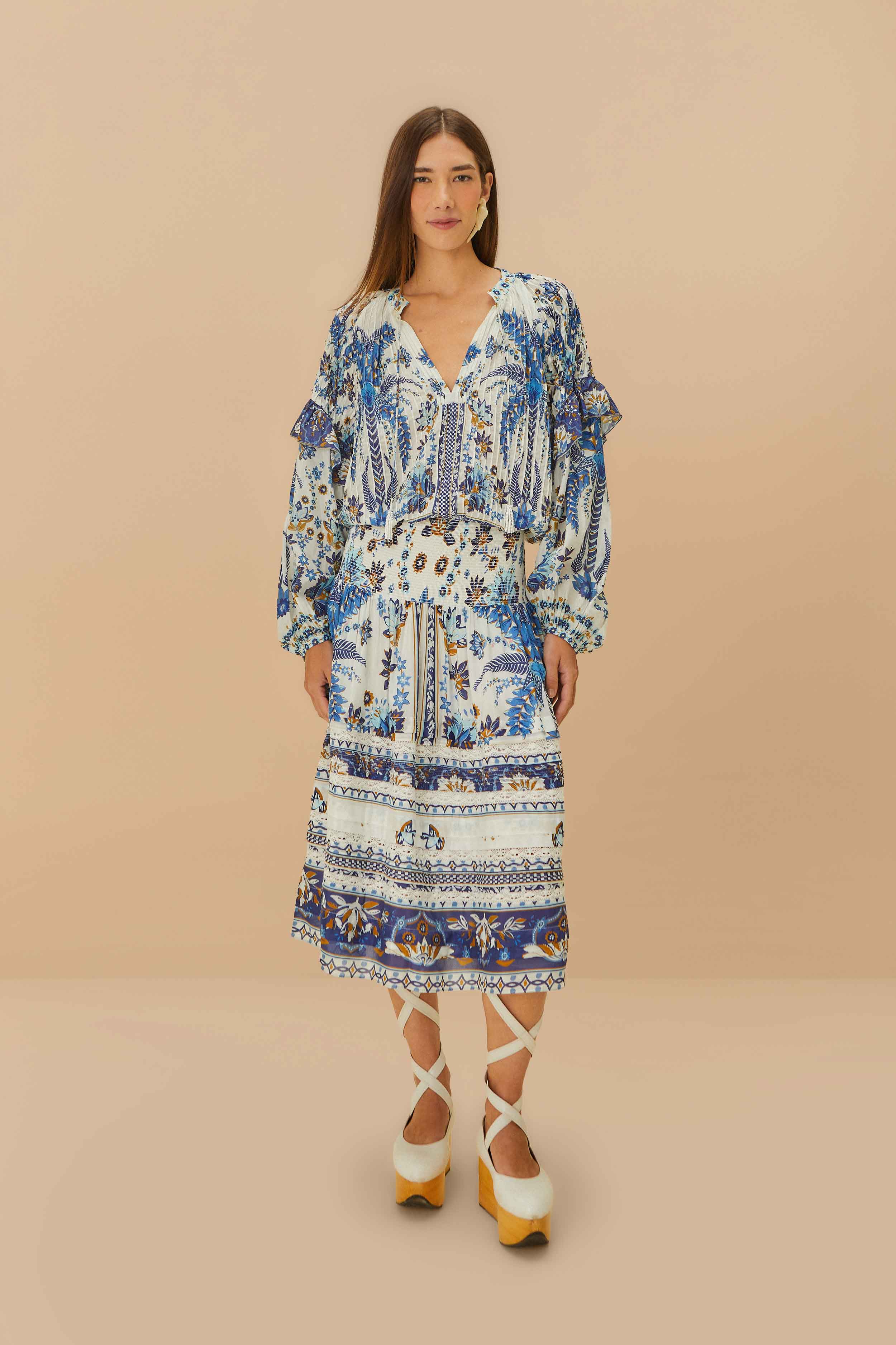 Off-White Ana Tapestry Organic Cotton Midi Skirt – FARM Rio