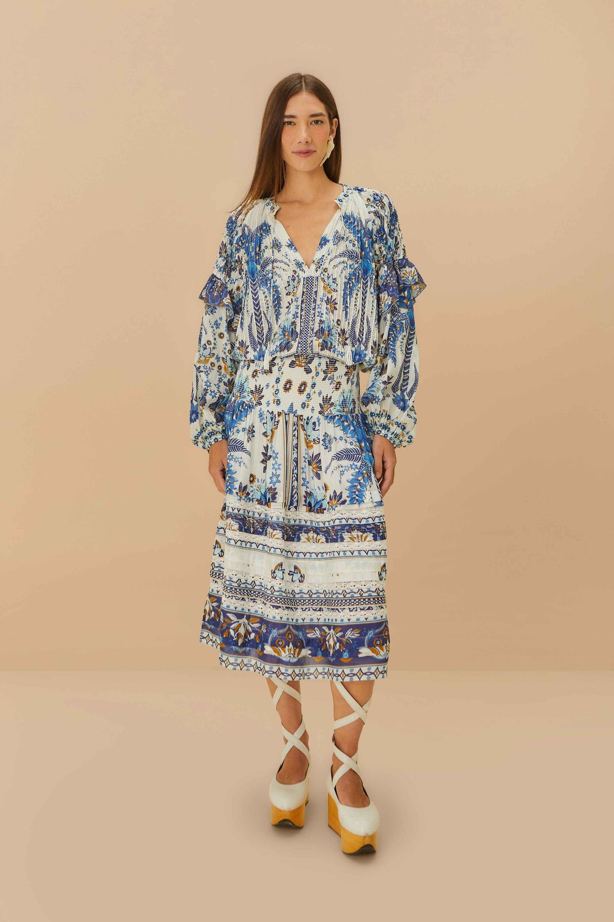 Off-White Ana Tapestry Organic Cotton Midi Skirt – FARM Rio