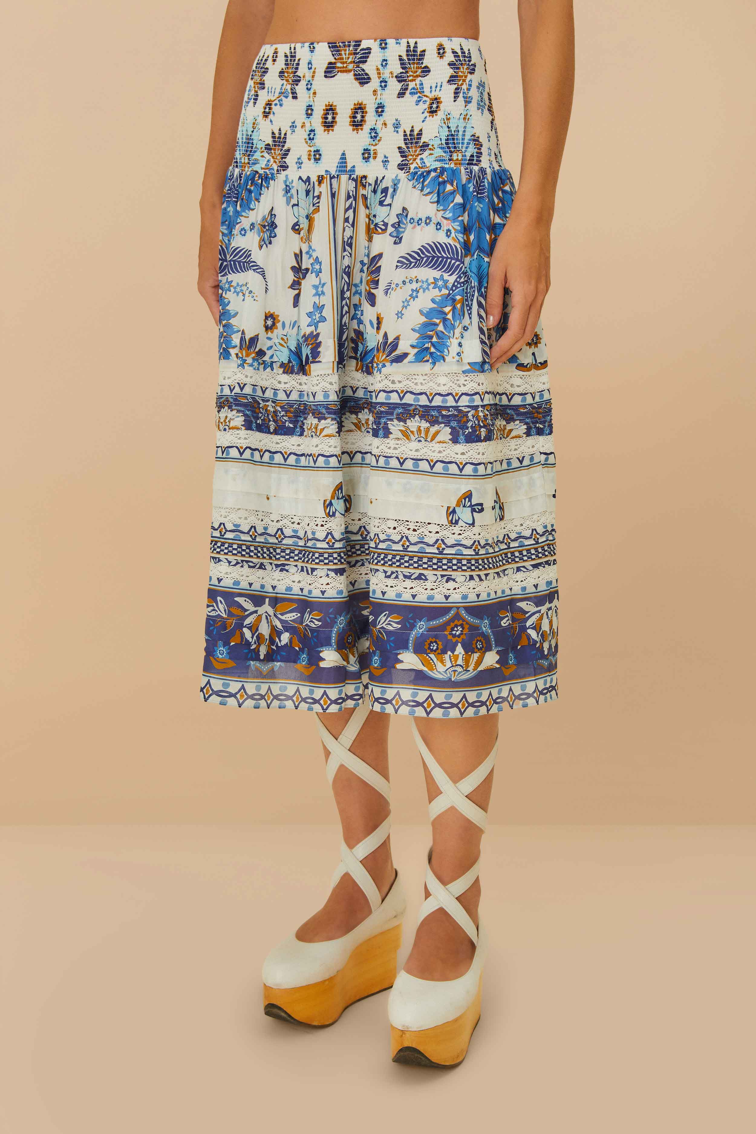 Off-White Ana Tapestry Organic Cotton Midi Skirt – FARM Rio