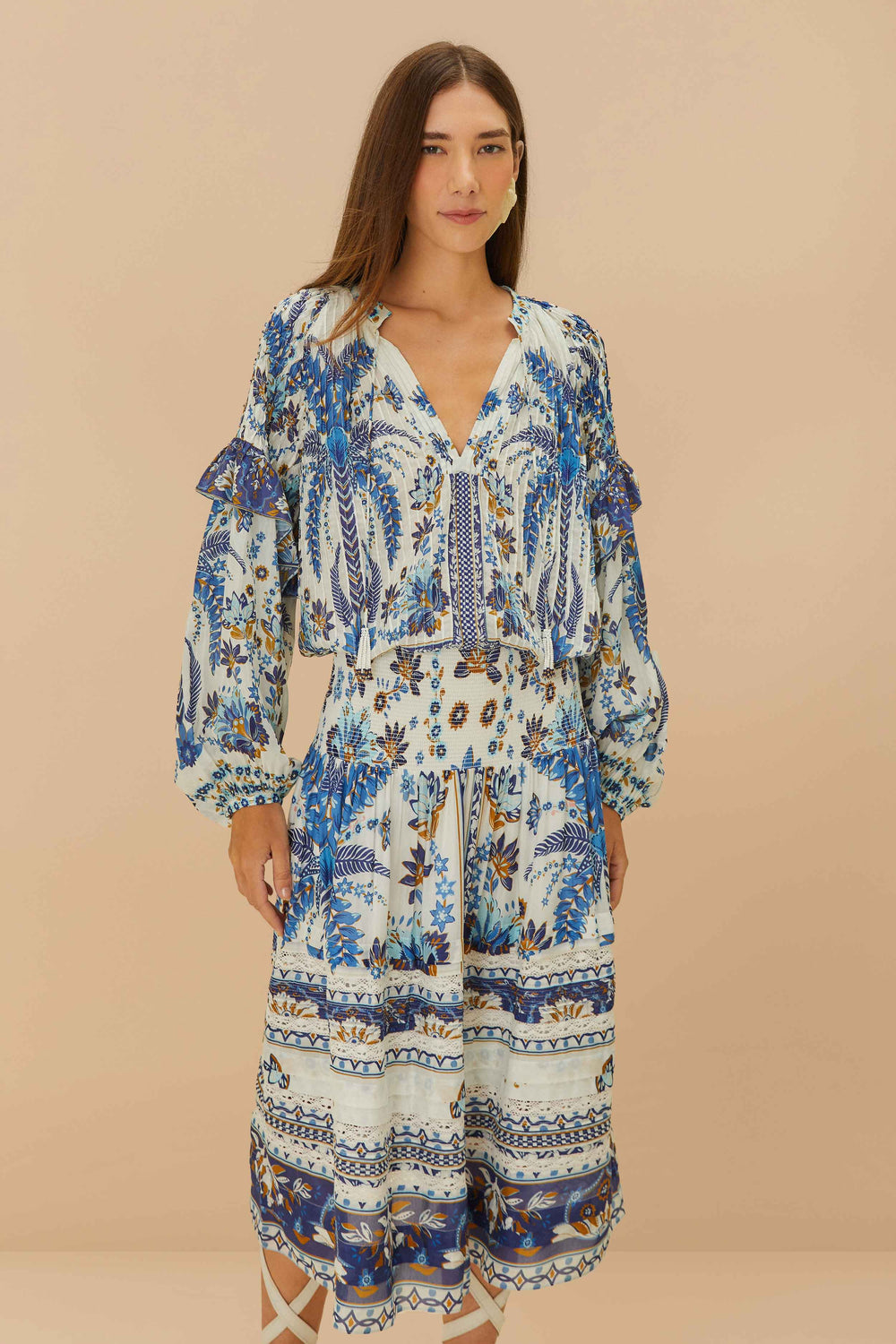 Off-White Ana Tapestry Organic Cotton Midi Skirt – FARM Rio