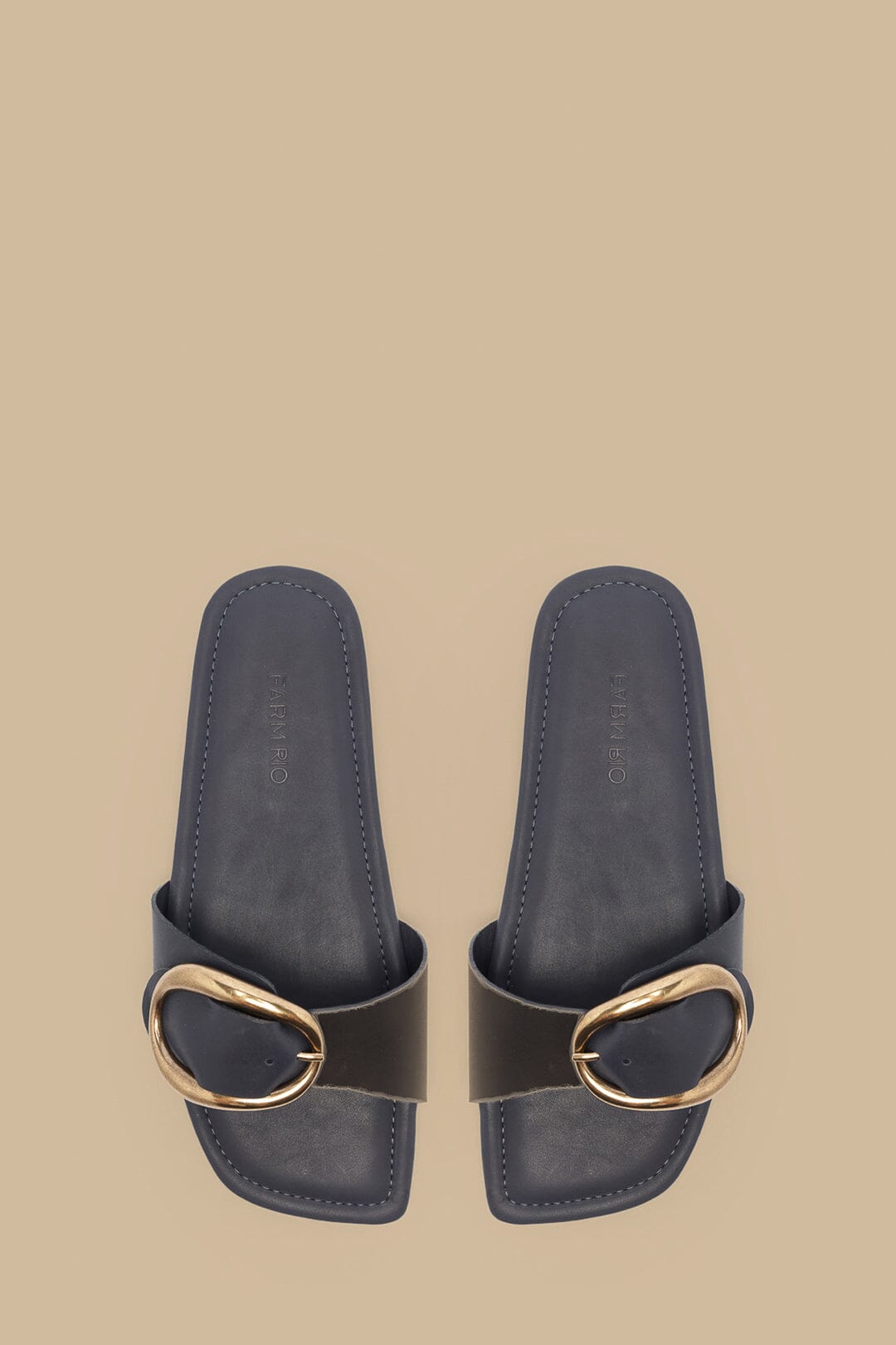 Navy Blue Organic Buckle Flat Sandal – FARM Rio