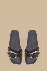 Navy Blue Organic Buckle Flat Sandal – FARM Rio