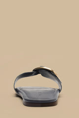 Navy Blue Organic Buckle Flat Sandal – FARM Rio