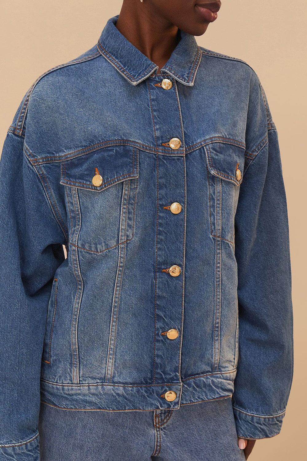 Denim Buttoned Jacket – FARM Rio