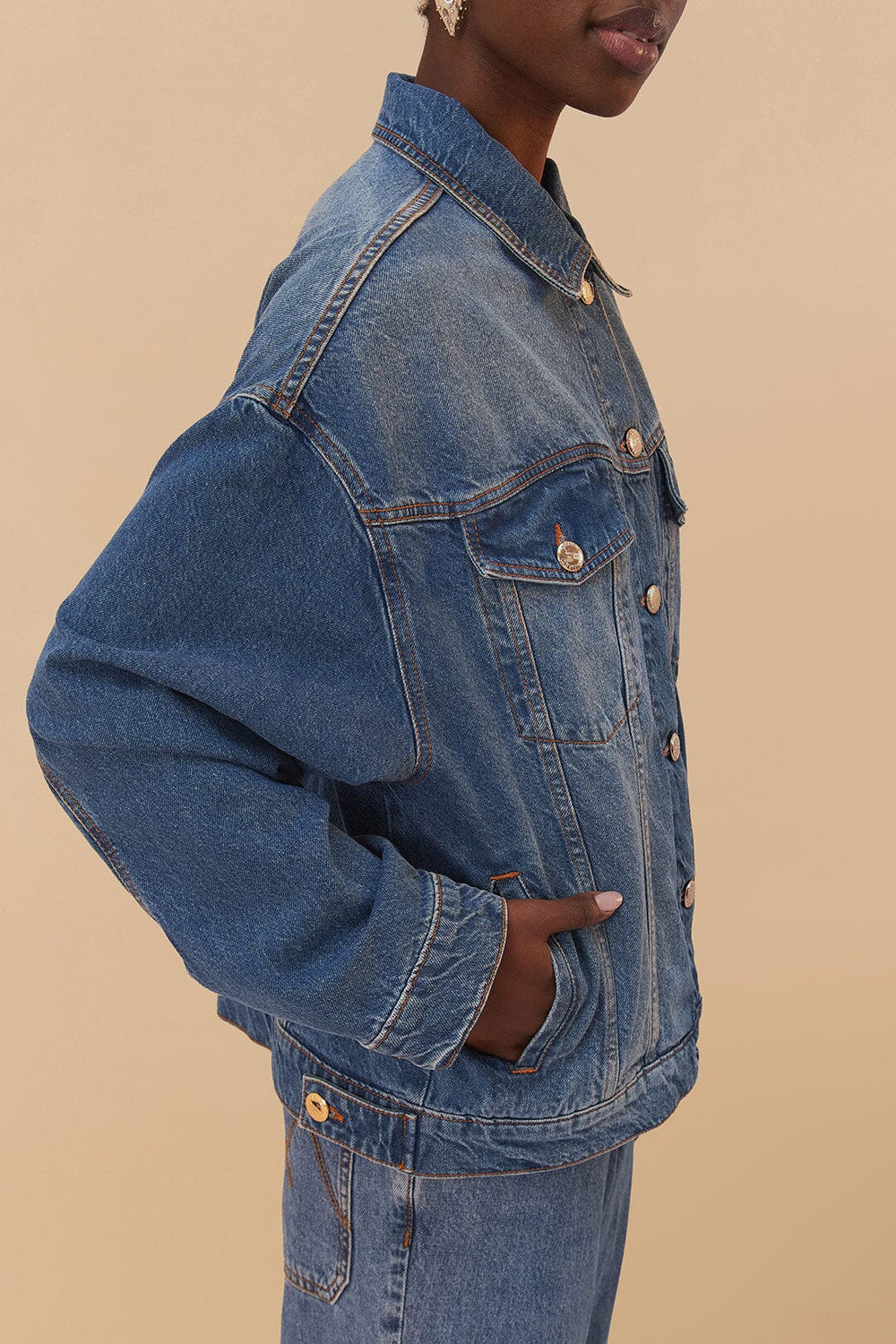 Denim Buttoned Jacket – FARM Rio
