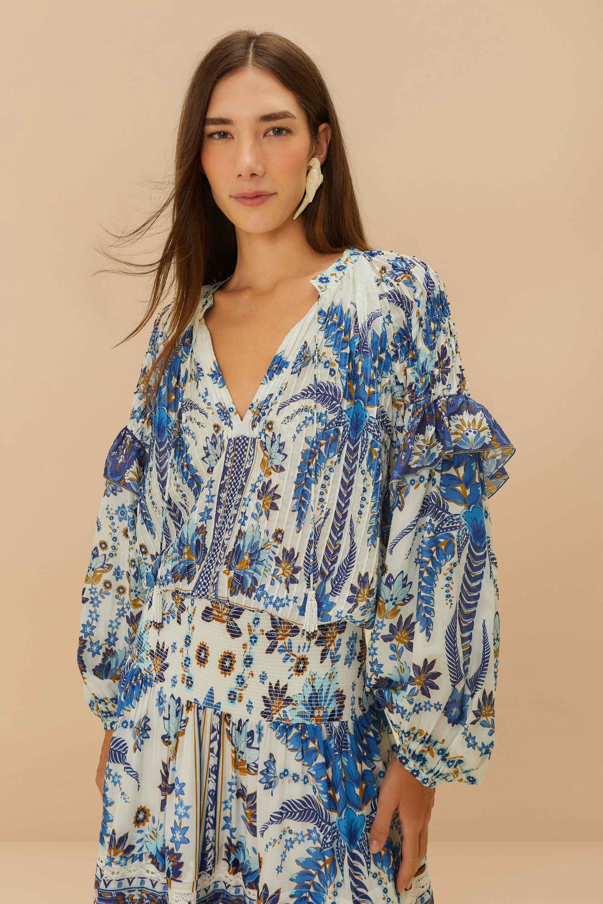 Off-White Ana Tapestry Blouse – FARM Rio