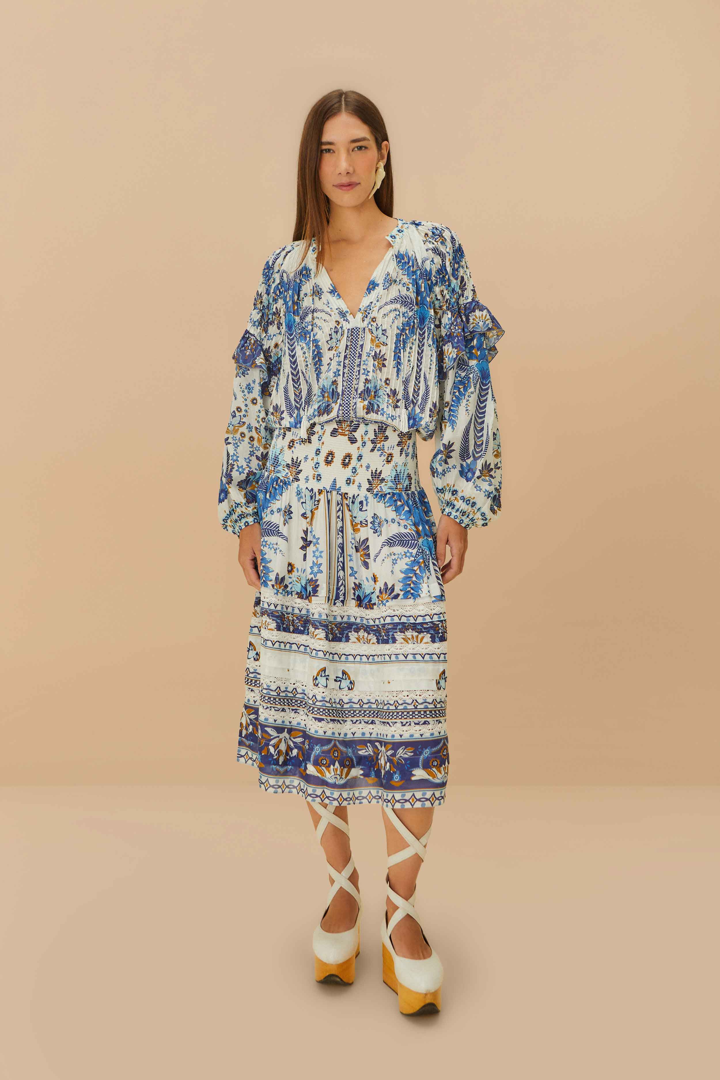 Off-White Ana Tapestry Blouse – FARM Rio