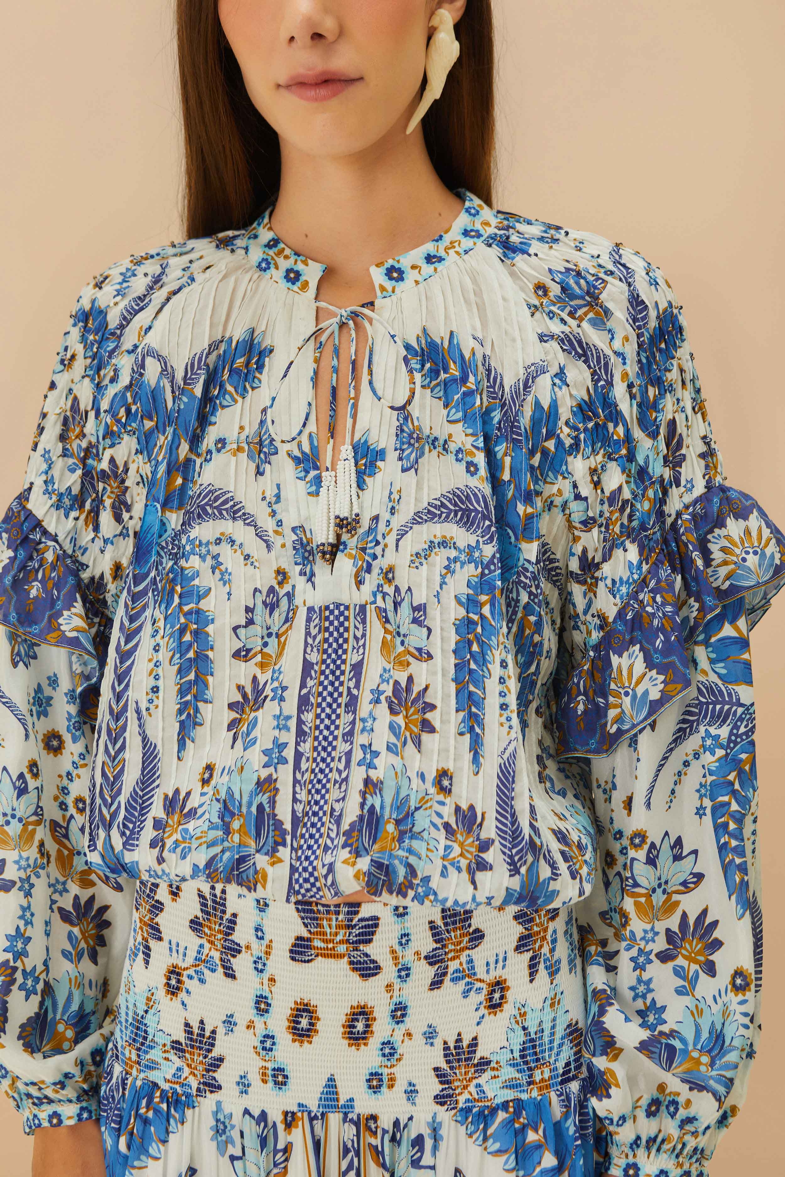 Off-White Ana Tapestry Blouse – FARM Rio