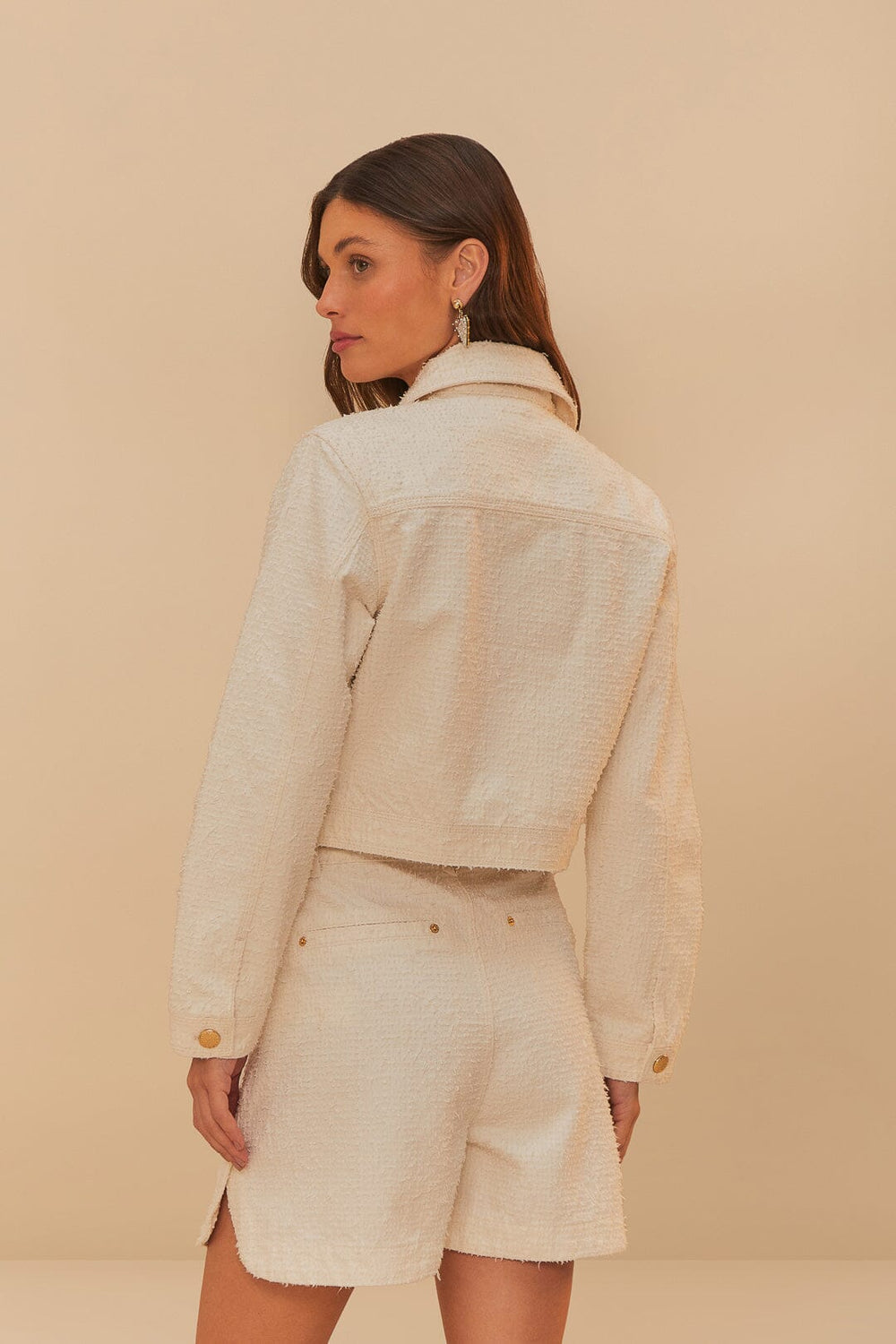 Off-White Twill Laser Pleated Shorts – FARM Rio