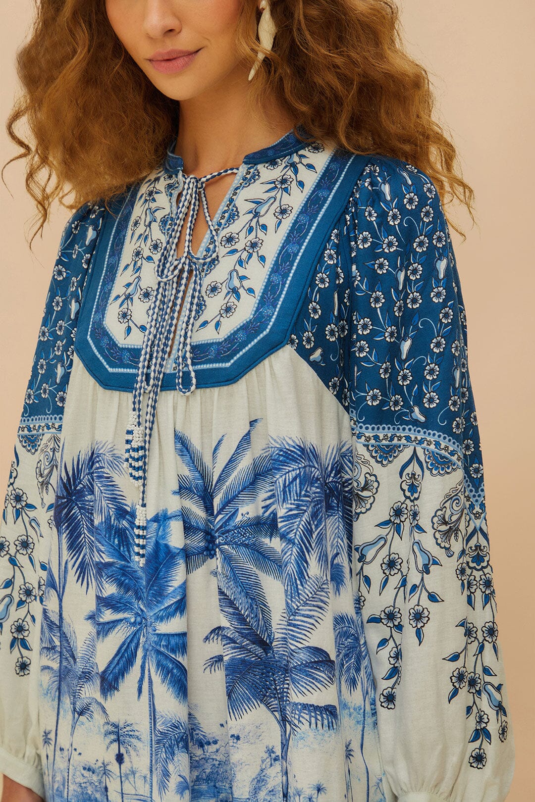 Off-White Palm Tree Beach Mini Dress – FARM Rio