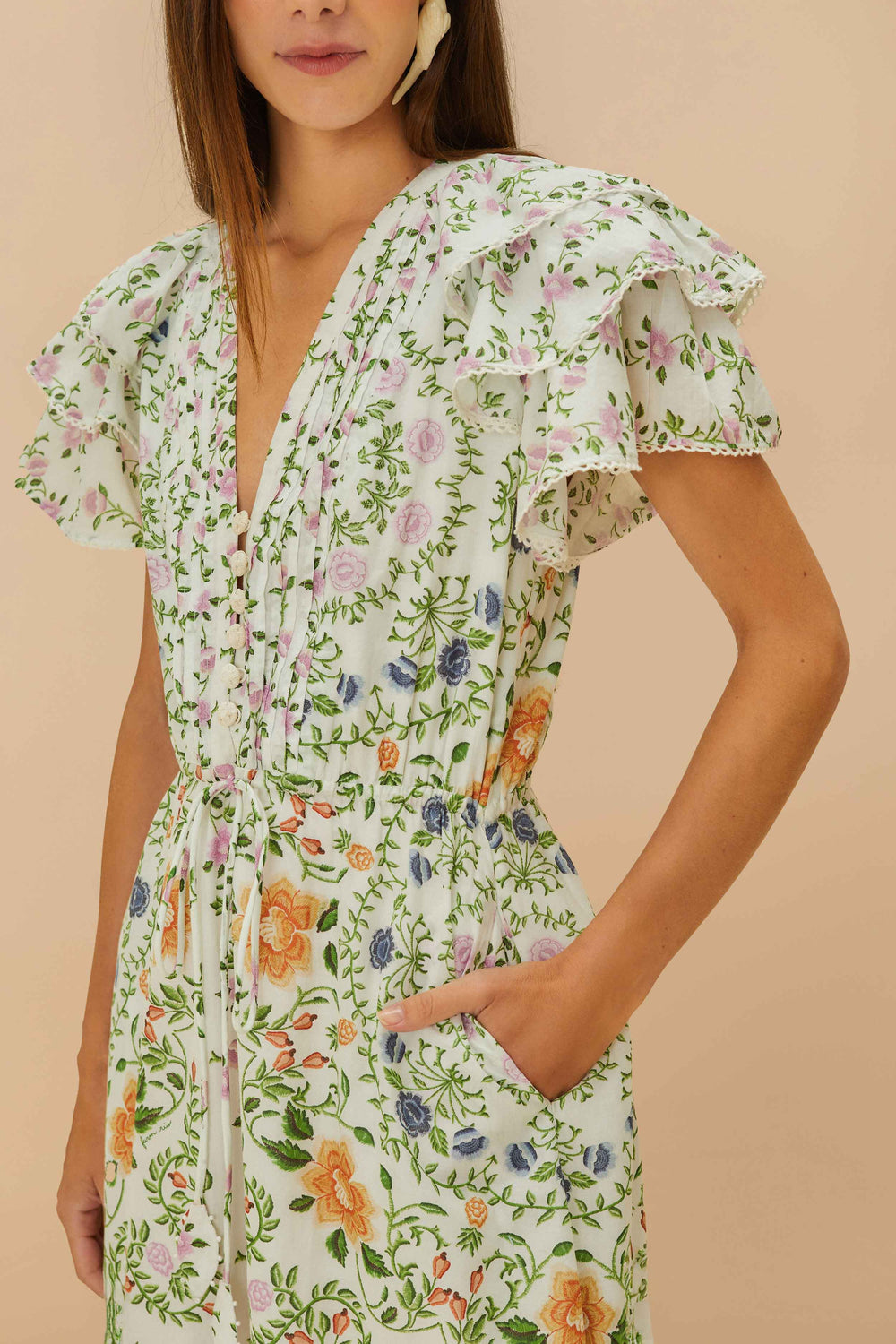 Off-White Folk Floral Lace Midi Dress – FARM Rio