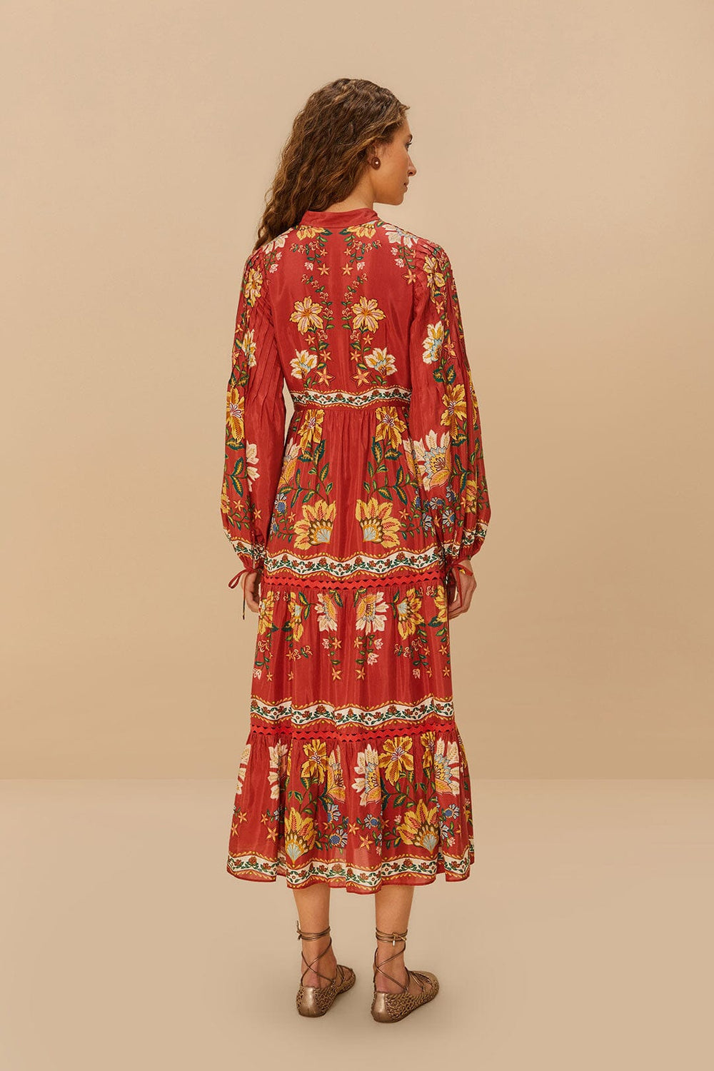 Red Garden Delight Long Sleeve Midi Dress – FARM Rio