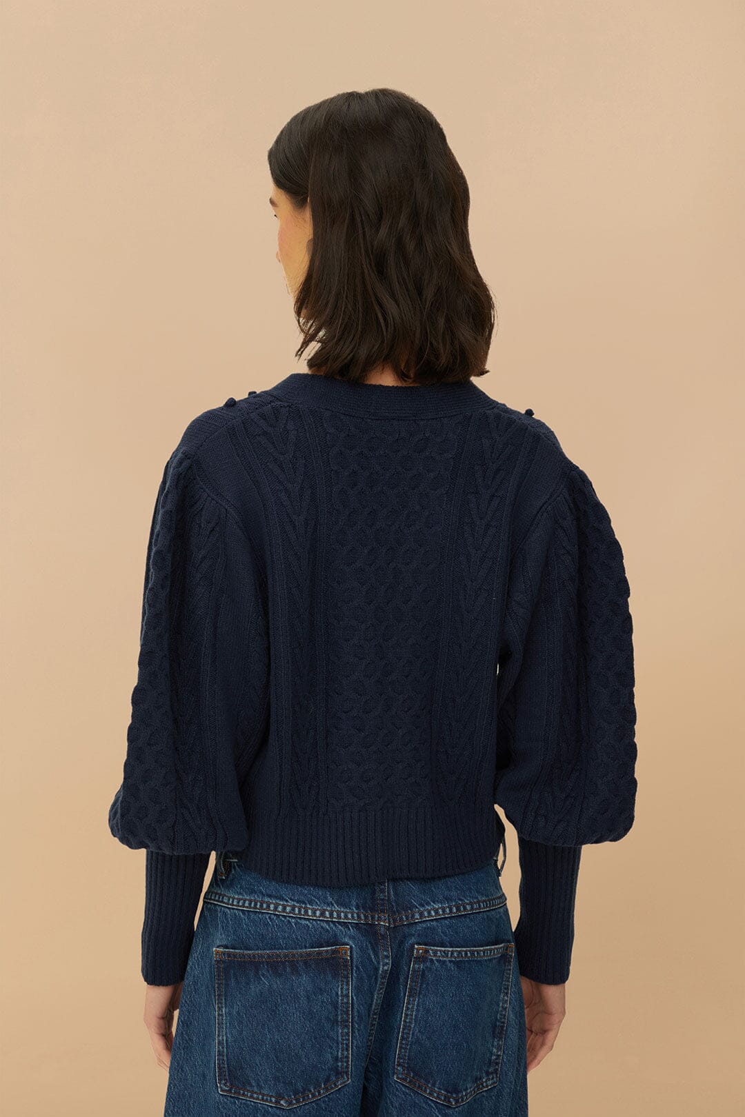 Navy Blue Mixed Stitches Knit Cardigan – FARM Rio