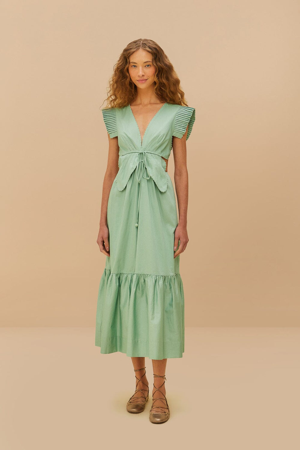 Light Green Butterfly Cut-Out Midi Dress – FARM Rio