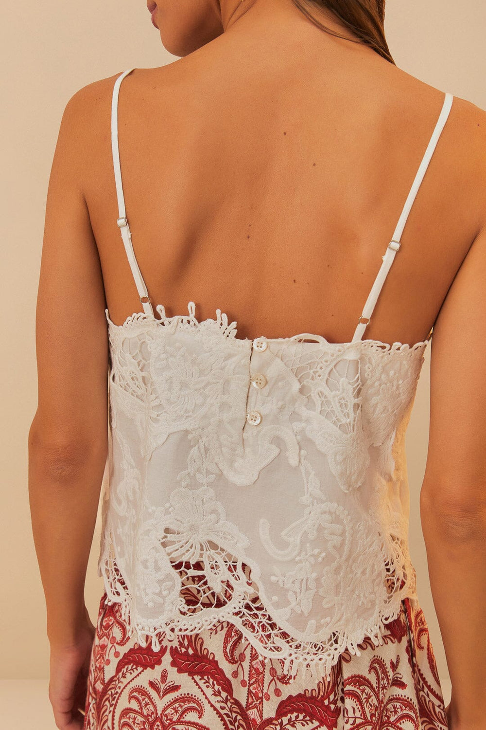 Off-White Sleeveless Lace Top – FARM Rio