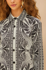 Off-White Monochrome Elegance Scarf Shirt – FARM Rio